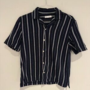 Zara Button Down Blue and White Shirt Size Small Like New